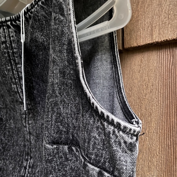 SAGE The Label Size M Black Denim Midi Overall Dress Sleeveless Sheath - Picture 8 of 13